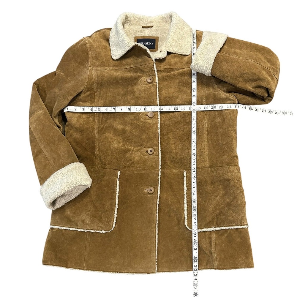 Vintage Bernardo Suede Leather Shearling 70s Jacket Penny Lane Western Ranch - Picture 2 of 13